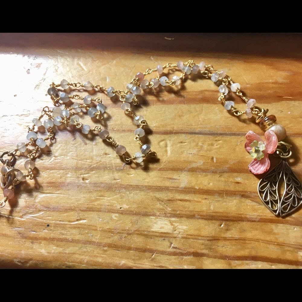Beaded Peach Necklace